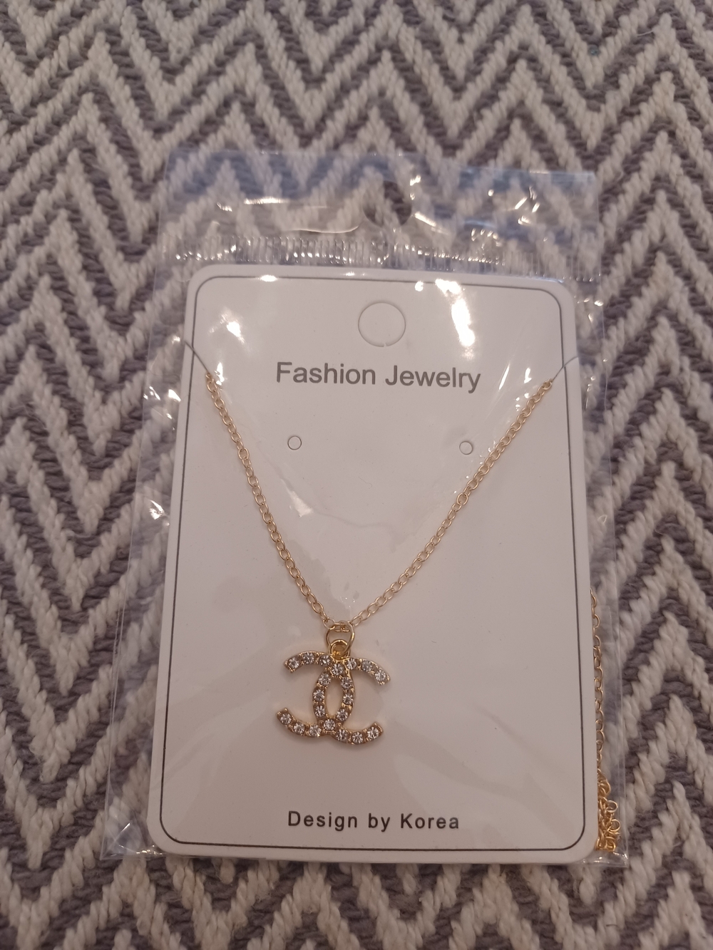 Gold Crystal Interlocking Pendant Necklace - Fashion Jewelry